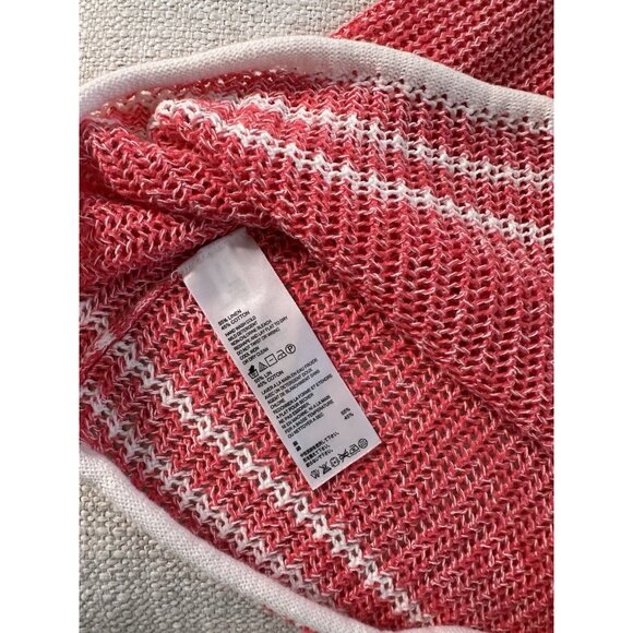 Tommy Bahama Womens Open Weave Hoodie Pink Sweater White Trim Size M Linen Blend - Picture 5 of 5